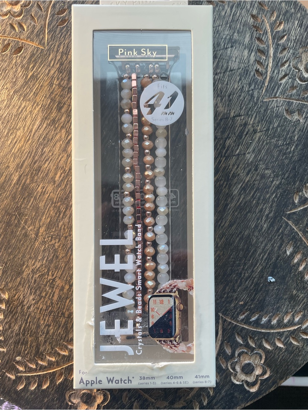 Rose Gold and White Beaded Apple Watch Band – Fits 38mm 40mm 41mm